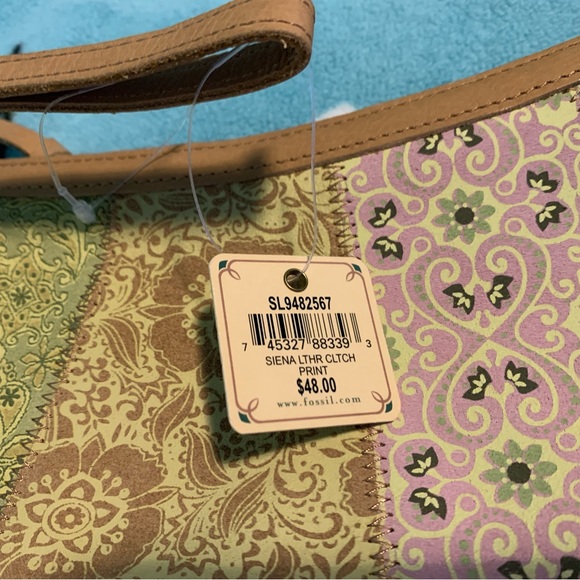 Fossil Siena Printed Leather Vintage Wristlet Clutch NWT - Picture 2 of 7